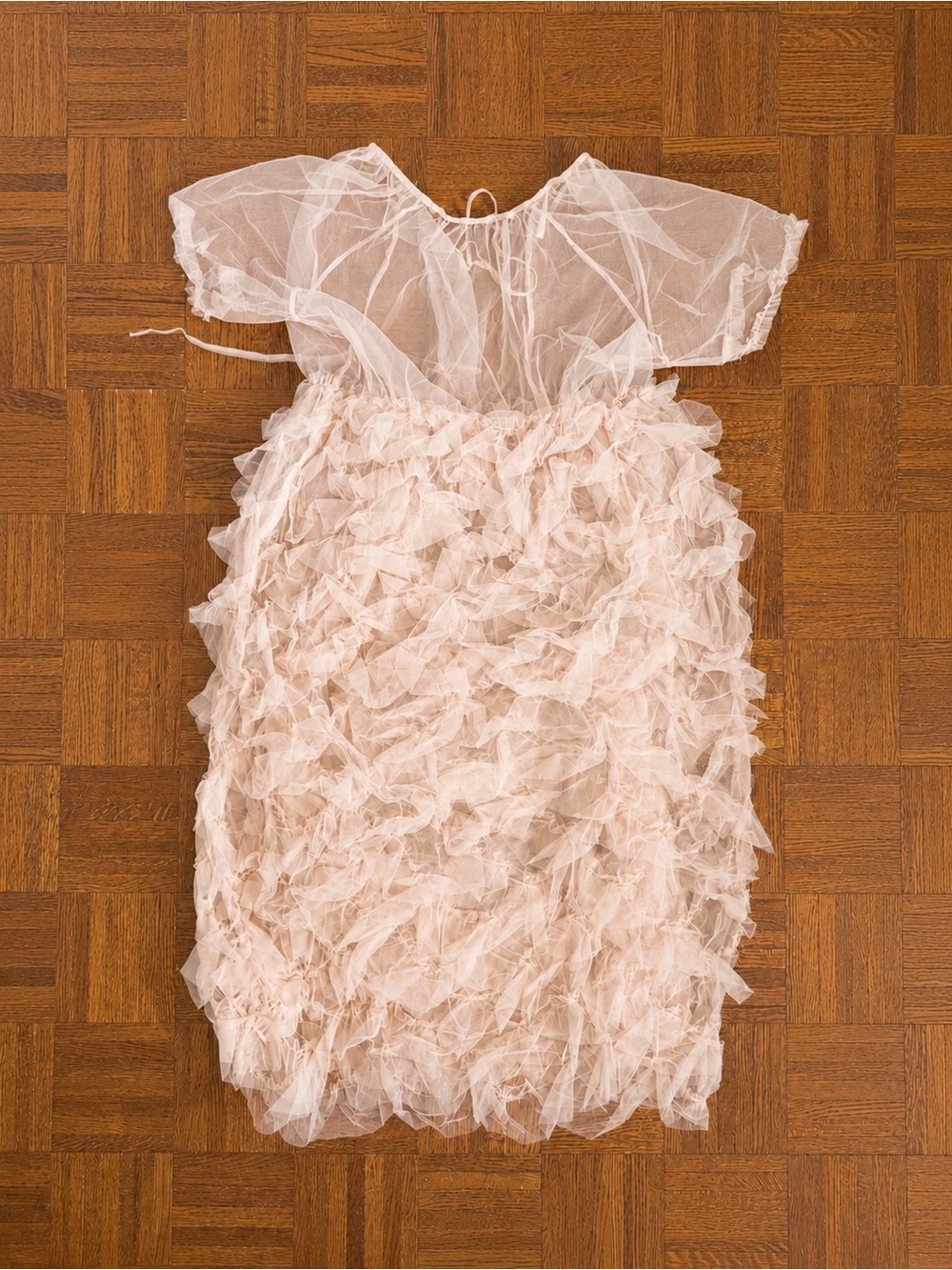 Sheer Ruffle Layered Mini Dress in Blush Pink - Picture 4 of 5